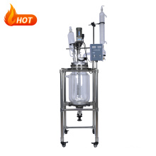 Vacuum Distillation Jacketed Heating Glass Chemical Reactor With Glass Condenser